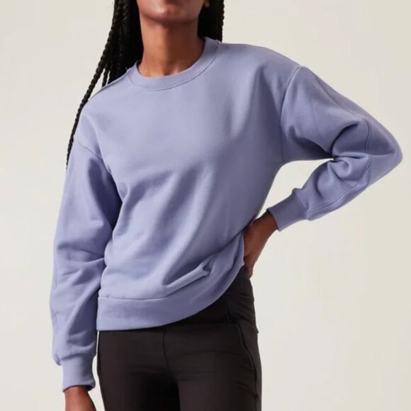 Athleta Purple Retroplush Crewneck Sweatshirt with Hidden Pocket - Picture 1 of 10